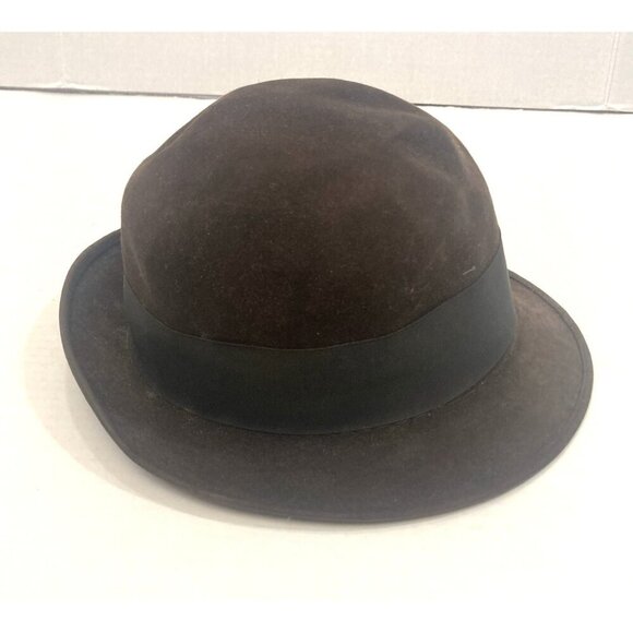 Vintage Richman Steins Fedora Hat Brown 7 3/8 Inch Velour Bow 11856 - Picture 8 of 14